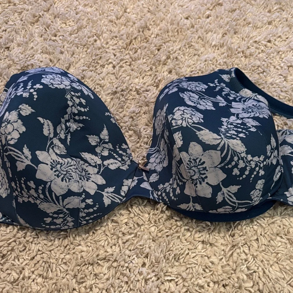 Cacique Navy and White Floral Bra